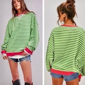 We The Free, Free People Classic Oversized Green & Pink Small NWT